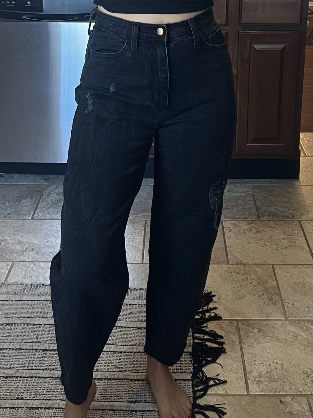 Women's Balloon Leg Jeans- Universal Thread Black Sz 4